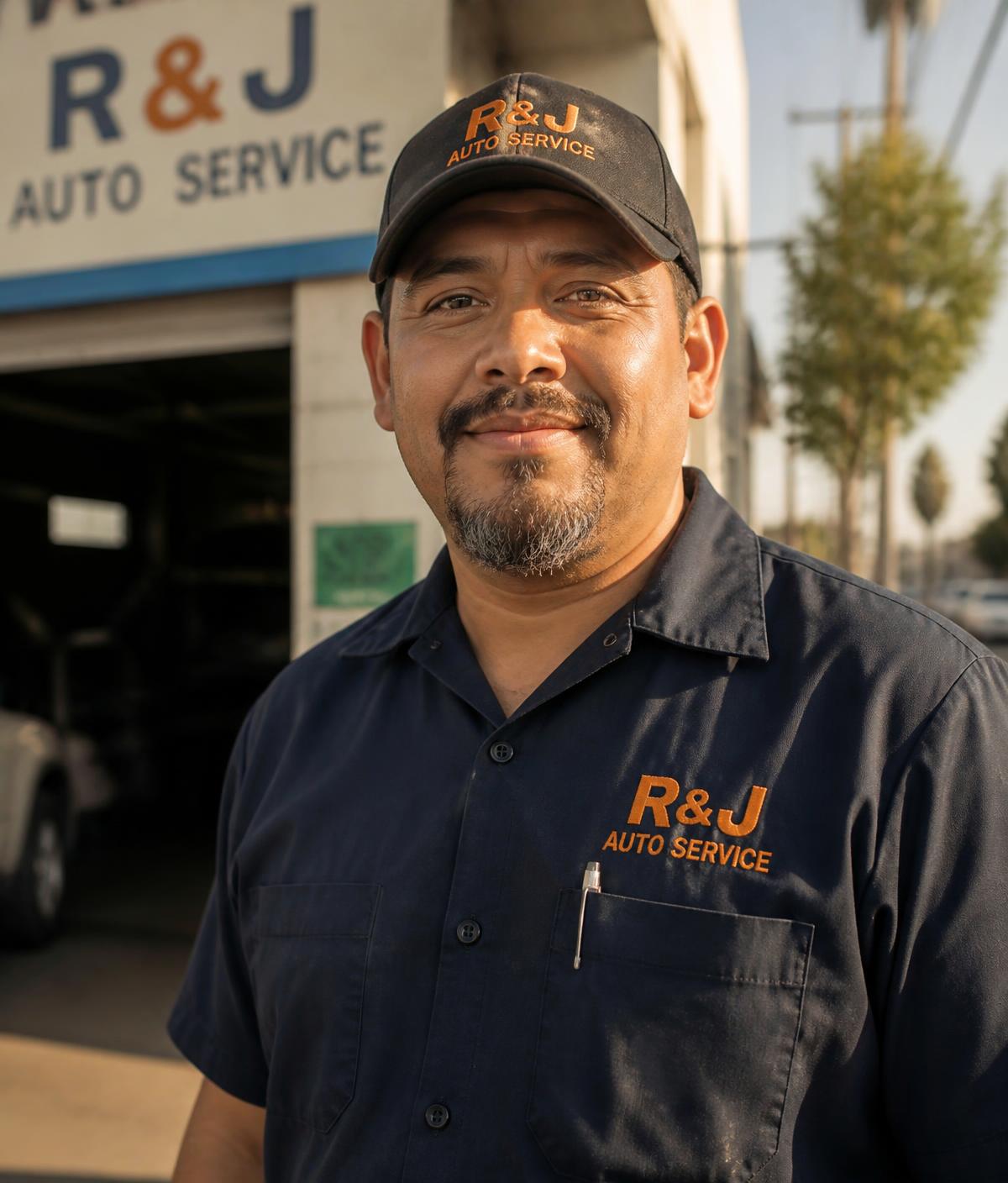 Trabajador latino frente a su lugar de trabajo en Estados Unidos